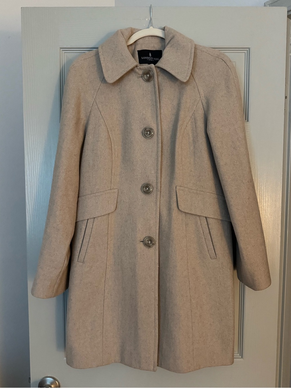 London Fog Women's Light Beige Pea Coat